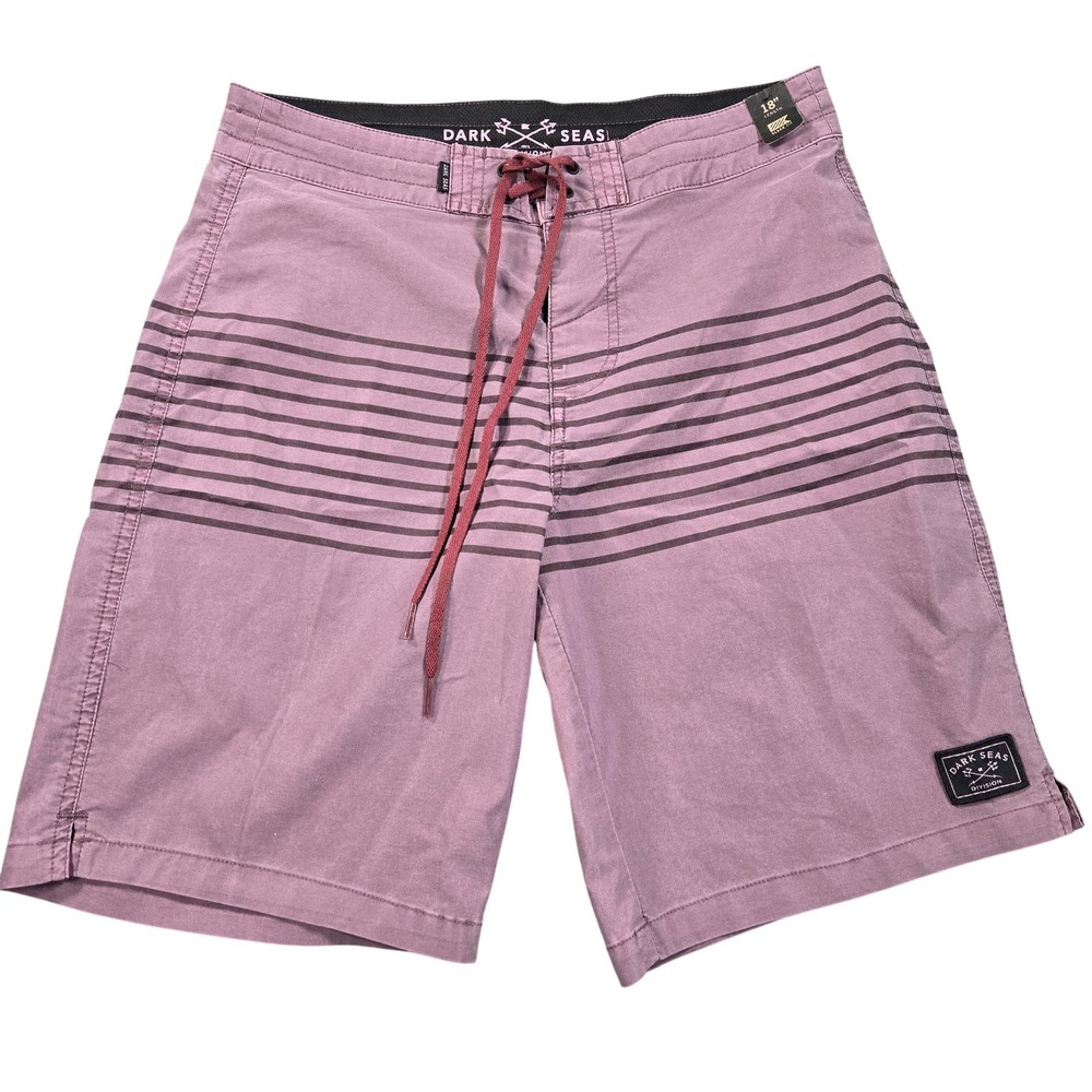 Dark Seas Division Swim Trunks Mens 28 Purple Stripe 18 In Board Shorts Surf